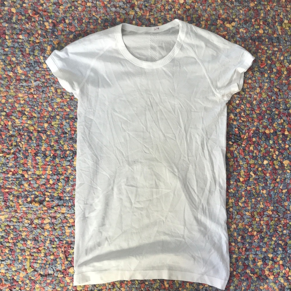 White LuluLemon Athletic ShortSleeved Shirt
